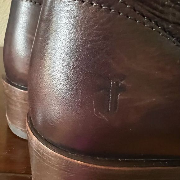 Frye Women's Lynn Strap Short Round Toe Dark Brown Leather Boots Size 8 - Picture 6 of 16